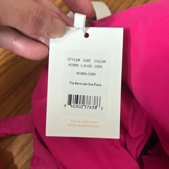 Andie Swim The Bermuda One Piece Terry Dots Swimsuit Pink size L‎ D/DD NWT One Pieces